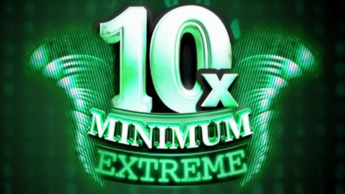Tampilan antarmuka retro slot 10x Minimum Extreme dengan angka-angka neon